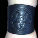 Lederarmband - Pentagramm (schwarz handarbeit)